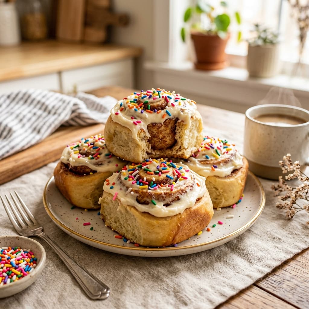 Gluten-Free Birthday Cake Cinnamon Rolls