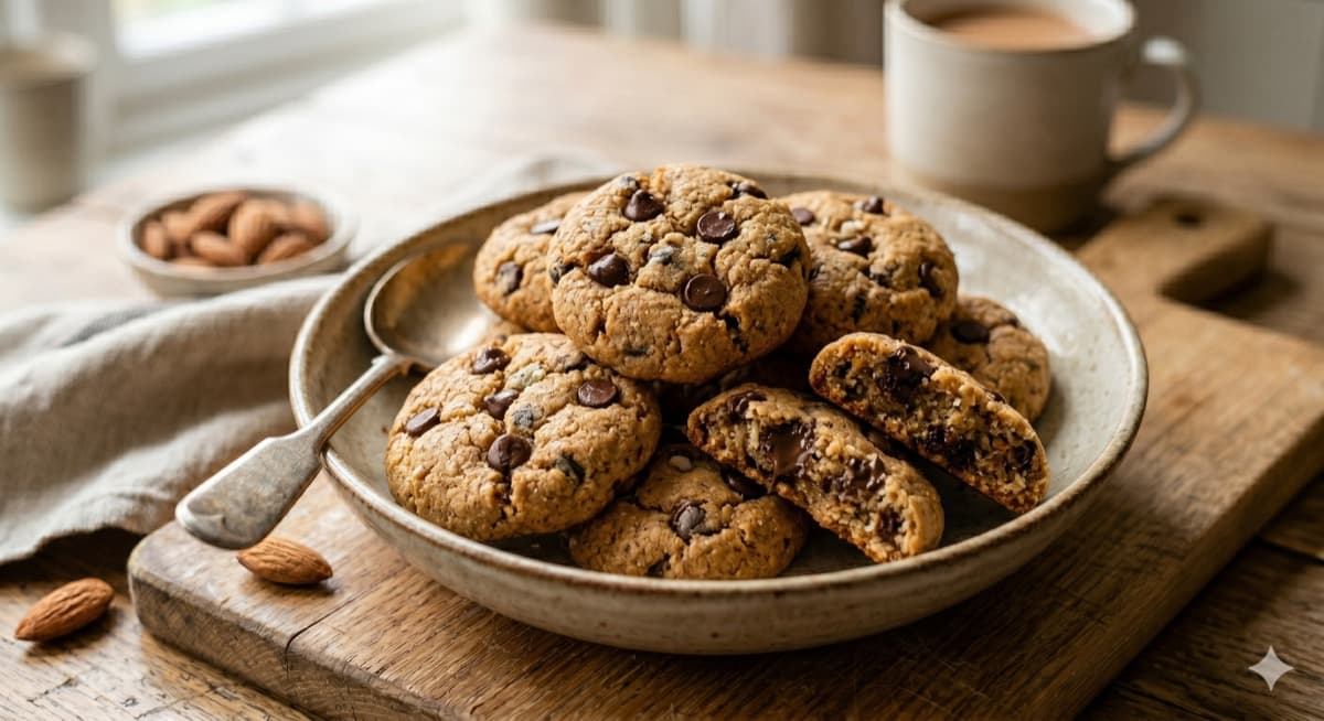 Soft Almond Flour Chocolate Chip Cookies